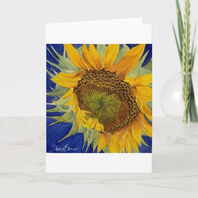 Tarjeta de felicitación plegada al girasol de Saiq (Anverso)