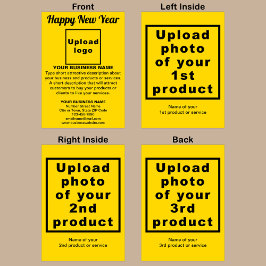 Tarjeta de felicitación plegada amarilla de Año Nu