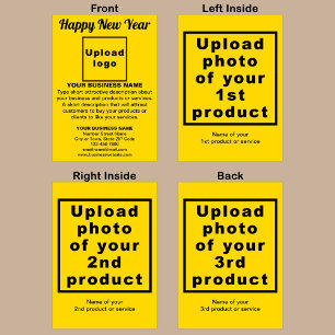 Tarjeta de felicitación plegada amarilla de Año Nu