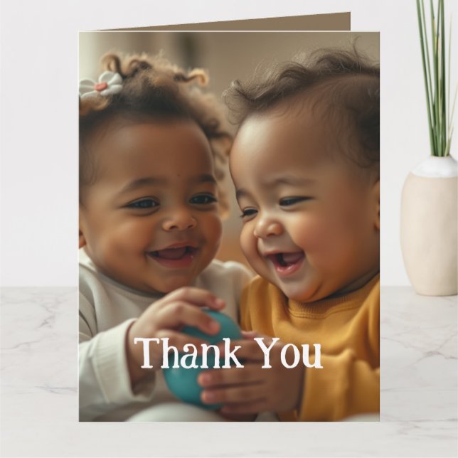 Tarjeta de felicitación plegada Añadir dos fotos y (Anverso)