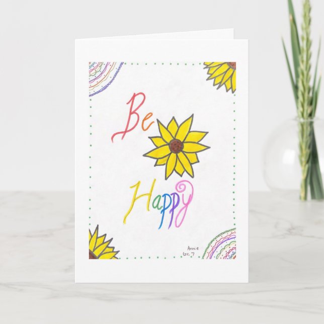 Tarjeta de felicitación plegada "Be Happy" (Anverso)