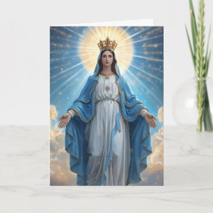 Tarjeta de felicitación plegada Blue VIrgin Mary S