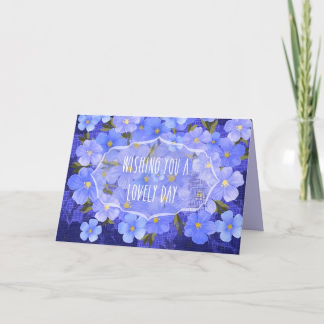 Tarjeta de felicitación plegada "Brilliant Blue Fl (Anverso)
