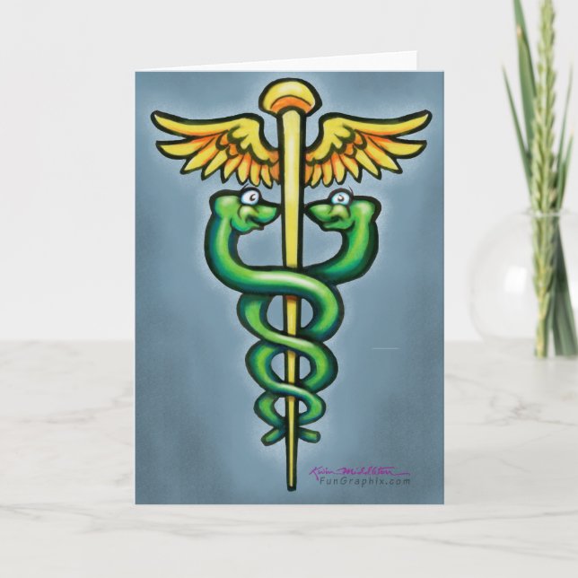 Tarjeta de felicitación plegada Caduceus (Anverso)