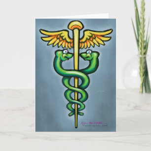 Tarjeta de felicitación plegada Caduceus