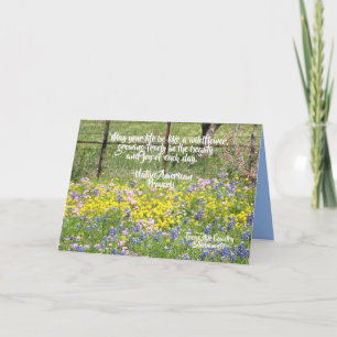 Tarjeta de felicitación plegada Cita de flores sil
