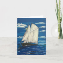 Tarjeta de felicitación plegada con barco de vela