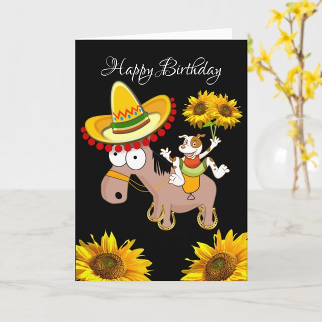 Tarjeta de felicitación plegada con flor de caball (flor amarilla)