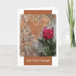 Tarjeta de felicitación plegada con flor de primav