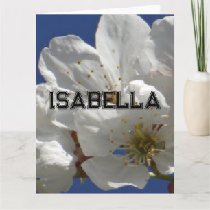 Tarjeta de felicitación plegada con flores blancas