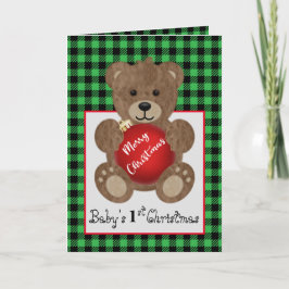 Tarjeta de felicitación plegada con oso de peluche