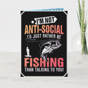 Tarjeta de felicitación plegada con tema de pesca