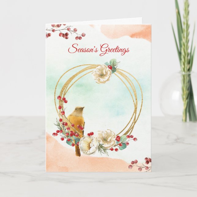 Tarjeta de felicitación plegada con Wreath de Magn (Anverso)