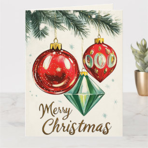 Tarjeta de felicitación plegada de adornos navideñ