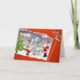 Tarjeta de felicitación plegada de año nuevo linda