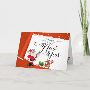 Tarjeta de felicitación plegada de año nuevo roja
