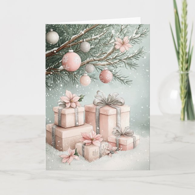 Tarjeta de felicitación plegada de árbol de Navida (Anverso)