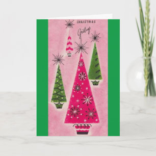 Tarjeta de felicitación plegada de árboles de époc