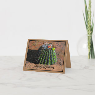 Tarjeta de felicitación plegada de Barrel Cactus