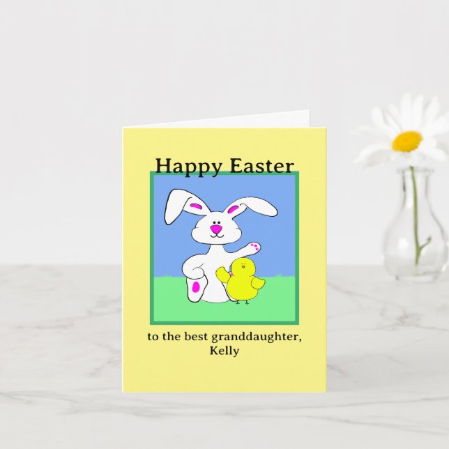 Tarjeta de felicitación plegada de conejo de Pascu (Planta pequeña)
