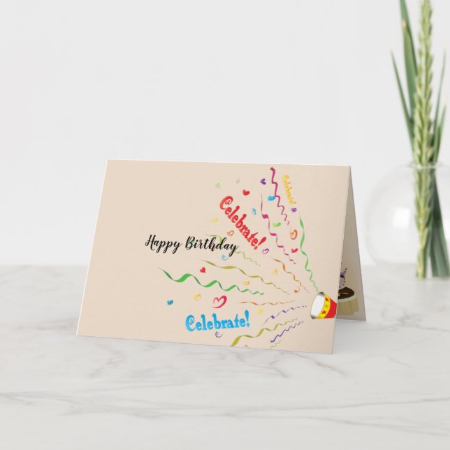 Tarjeta de felicitación plegada de cumpleaños. (Anverso)