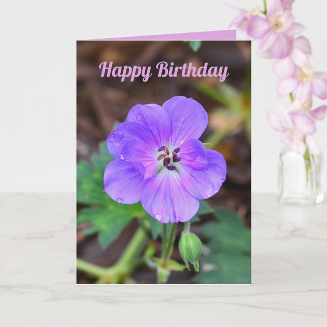 Tarjeta de felicitación plegada de cumpleaños (Orquídea)