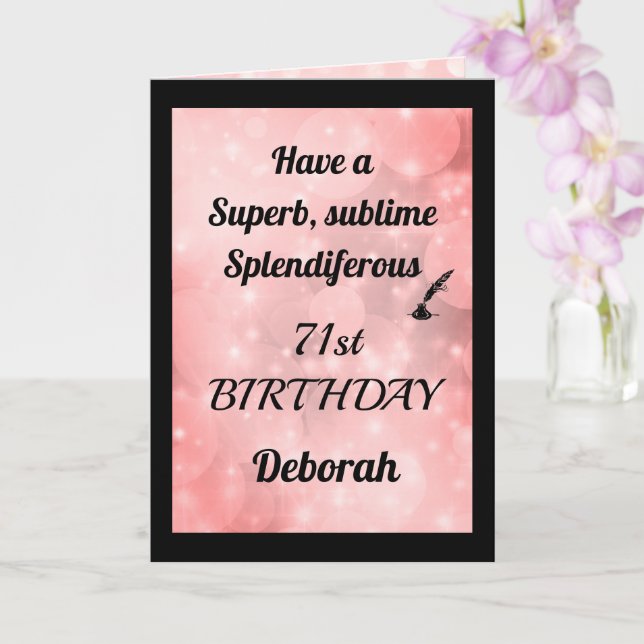 Tarjeta de felicitación plegada de cumpleaños 71 p (Orquídea)