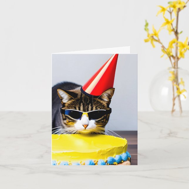 Tarjeta de felicitación plegada de cumpleaños de g (flor amarilla)