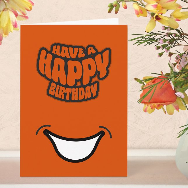 Tarjeta de felicitación plegada de cumpleaños feli (Birthday Card - Orange)