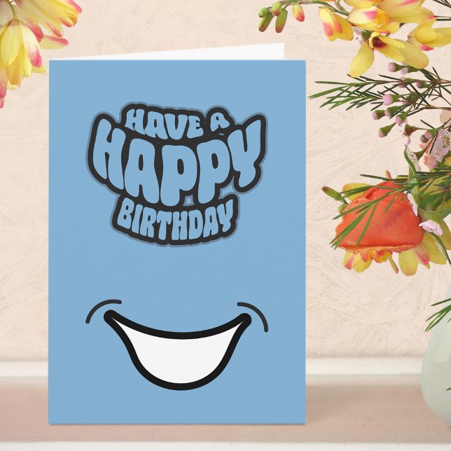 Tarjeta de felicitación plegada de cumpleaños feli (Birthday Card - Blue)