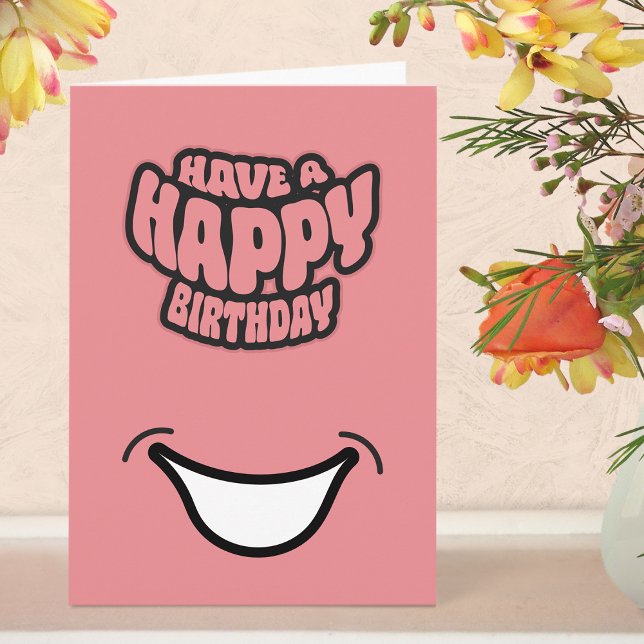 Tarjeta de felicitación plegada de cumpleaños feli (Birthday Card - Pink)