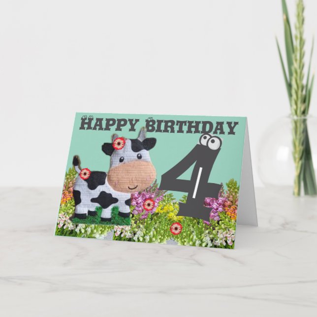 Tarjeta de felicitación plegada de cumpleaños feli (Anverso)