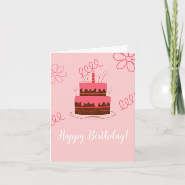 Tarjeta de felicitación plegada de cumpleaños feli (Anverso)