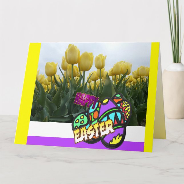 Tarjeta de felicitación plegada de diseño de tulip (Anverso)