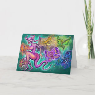 Tarjeta de felicitación plegada de Fae de Luz y Os