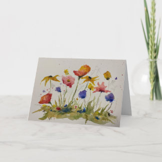 Tarjeta de felicitación plegada de flores silvestr