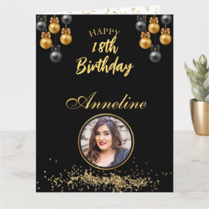 Tarjeta de felicitación plegada de foto negra y do