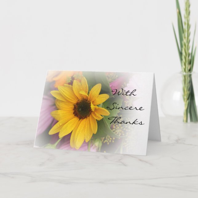 Tarjeta de felicitación plegada de girasol de vera (Anverso)