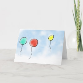 Tarjeta de felicitación plegada de globos de abril