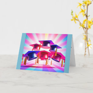 Tarjeta de felicitación plegada de gorras de gradu