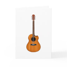 Tarjeta de felicitación plegada de guitarra acústi