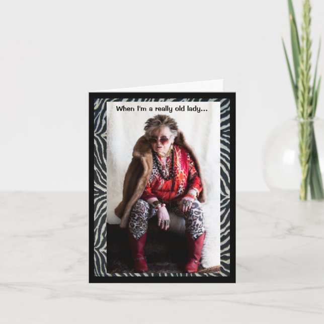 Tarjeta de felicitación plegada de más edad y crec (Anverso)