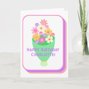 Tarjeta de felicitación plegada de mosaico de ramo