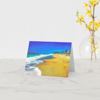 Tarjeta de felicitación plegada de paisaje playero
