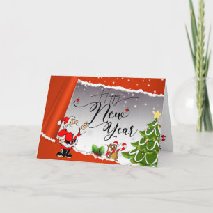 Tarjeta de felicitación plegada de papá Noel