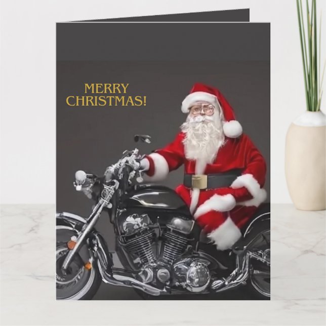 Tarjeta de felicitación plegada de Papá Noel en mo (Anverso)