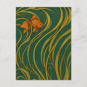 Tarjeta de felicitación plegada de pez dorado Art