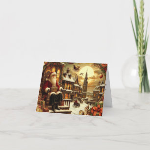 Tarjeta de felicitación plegada de Santa Victorian
