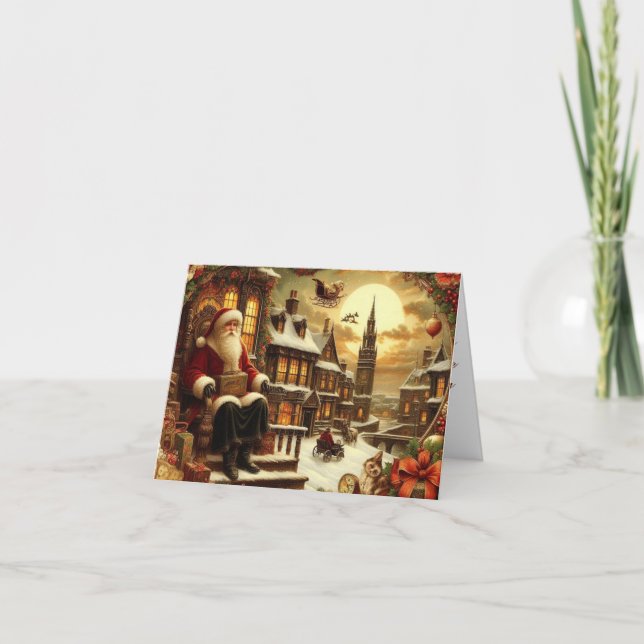 Tarjeta de felicitación plegada de Santa Victorian (Anverso)