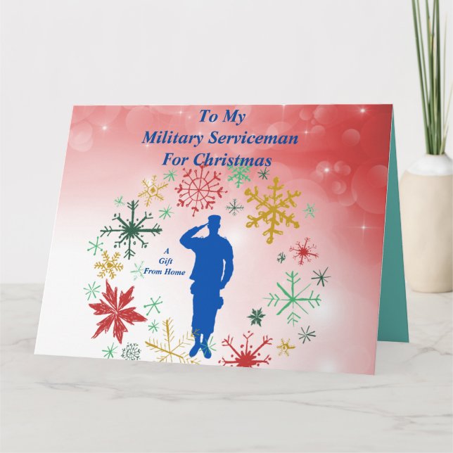 Tarjeta de felicitación plegada de serviceman (Anverso)
